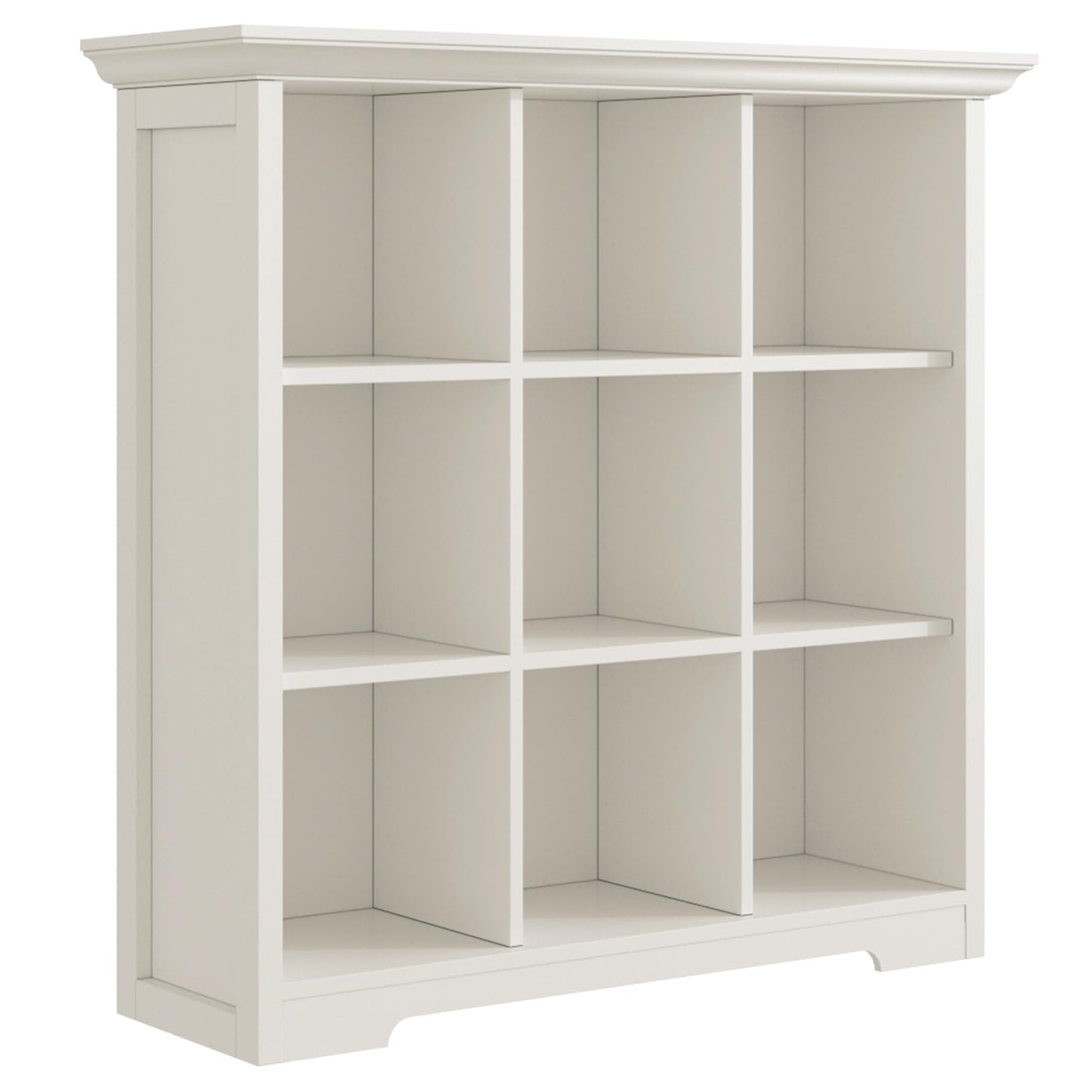OSCHF Wooden Cube Shelf Bookcase - Modern 3 Tiers Floorstanding Open Bookshelf with Base for Home and Office, 9 Cubes Storage Cabinet, Warm White