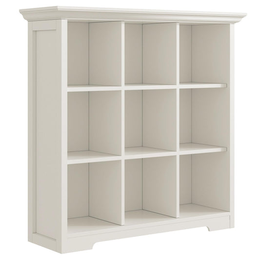 OSCHF Wooden Cube Shelf Bookcase - Modern 3 Tiers Floorstanding Open Bookshelf with Base for Home and Office, 9 Cubes Storage Cabinet, Warm White