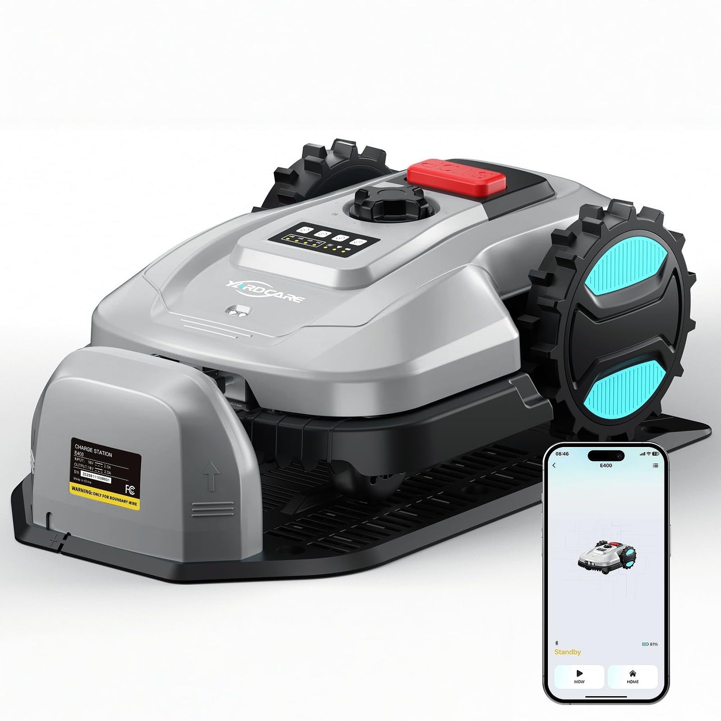 2026 New Robot Lawn Mower with App Control – Features Adjustable Cutting Height, Auto-Charging, Obstacle Detection and Brushless Motor for Lawns Up to 1/8 Acre, Dark Gray