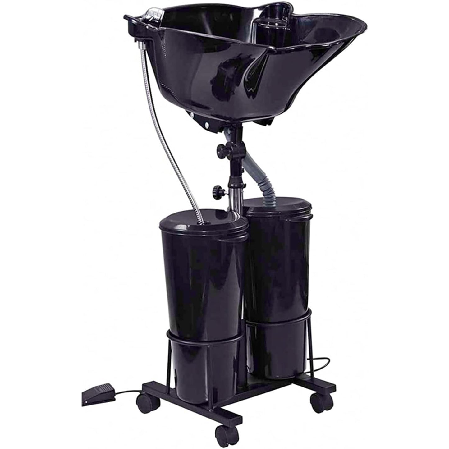 Shampoo Bowl, Portable Hairdressing Backwash Unit Salon Wash Hair Basin Sink with Electric Pump and 2 10 L Tanks Buckets, height and angle adjustable, Ideal for Barber Shops, Elderly & Maternity