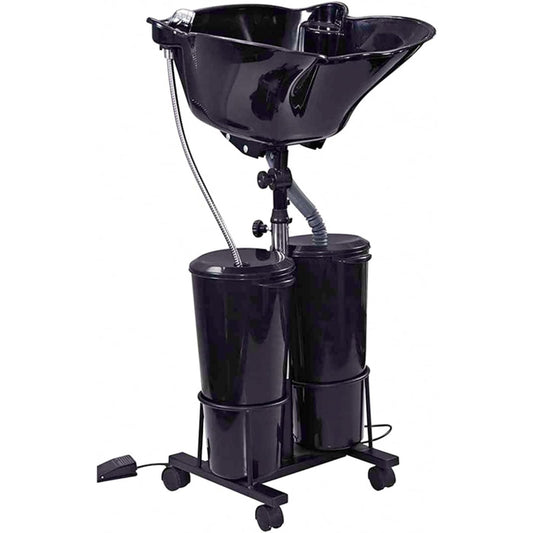Shampoo Bowl, Portable Hairdressing Backwash Unit Salon Wash Hair Basin Sink with Electric Pump and 2 10 L Tanks Buckets, height and angle adjustable, Ideal for Barber Shops, Elderly & Maternity