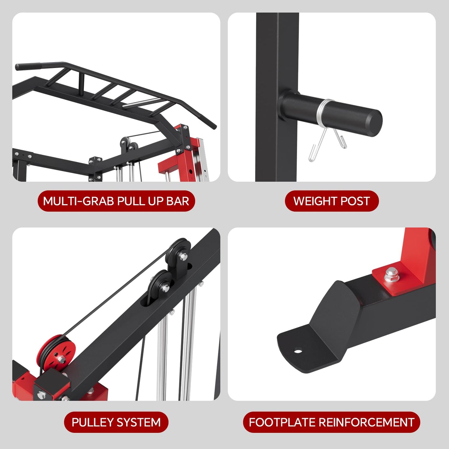 SPART Workout Station Angled Smith Machine with Bench,Cage System-Home Gym Multifunction Rack,Workout Equipment with Smithe Bar, LAT Pull-Down Systems, Cable Crossover Machine and Cable Attachment