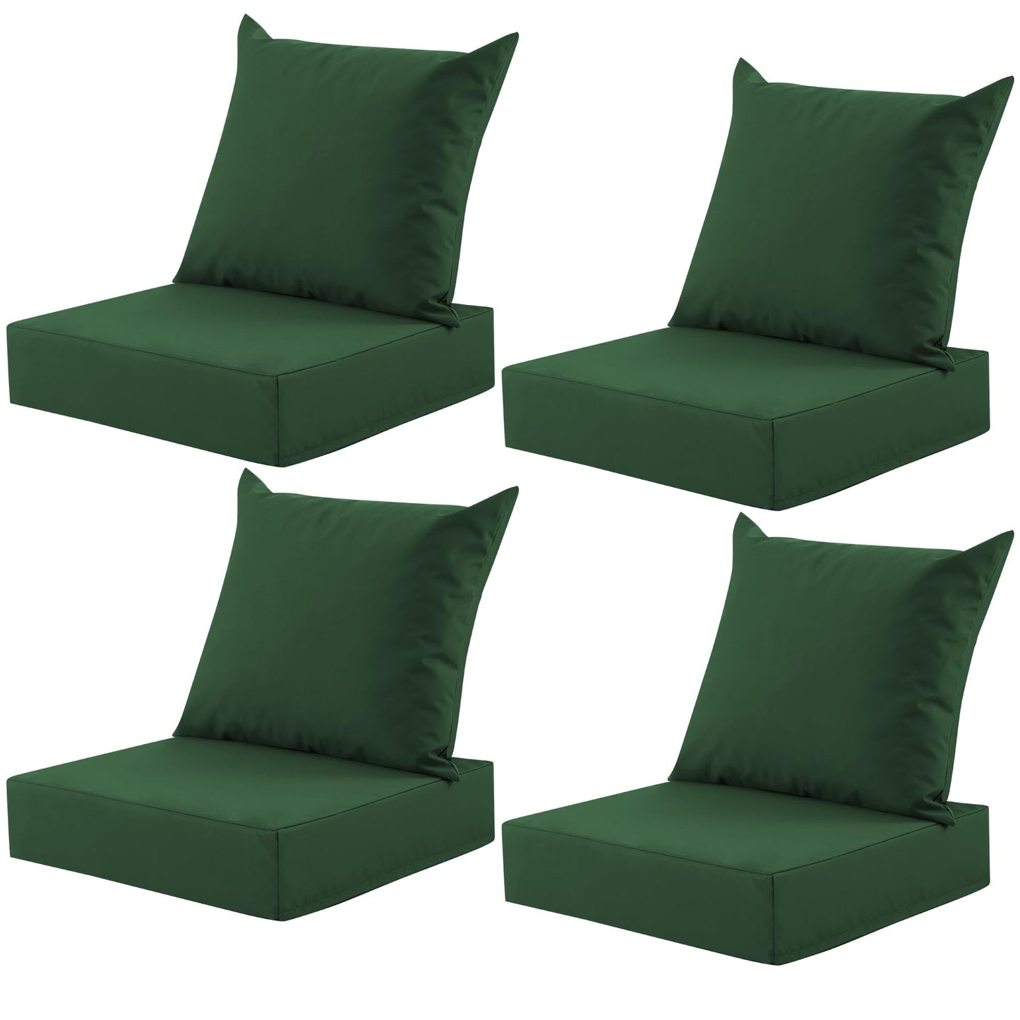 MuaMelop Outdoor Deep Seat Cushion Set, 24x24 Inch Water-Resistant & Fade-Resistant Outdoor Chair Cushions, Patio Furniture Cushions with Removable Cover for Patio Chair, Sofa, Forest Green (Set of 4)