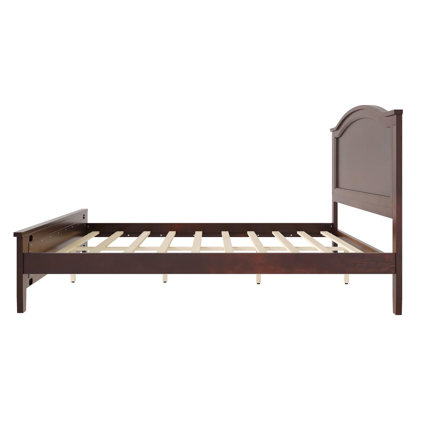 Merax Queen Size Classic Platform Bed with Headboard, Wood Bed Frame with Sturdy Slat and Support Legs, Underbed Storage Space, No Box Spring Needed, Espresso