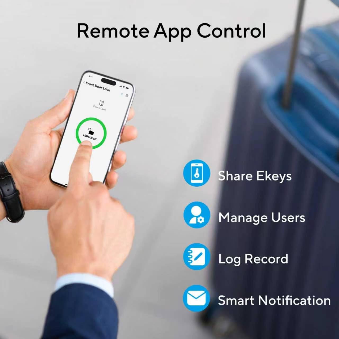ULTRALOQ Latch 5 Smart Lock, World's First WiFi Smart Lever Lock, Auto-Lock, Touchscreen Digital Keypad, Fingerprint Door Handle for Home Front Door, Rental, Office, App Remote Control, Black