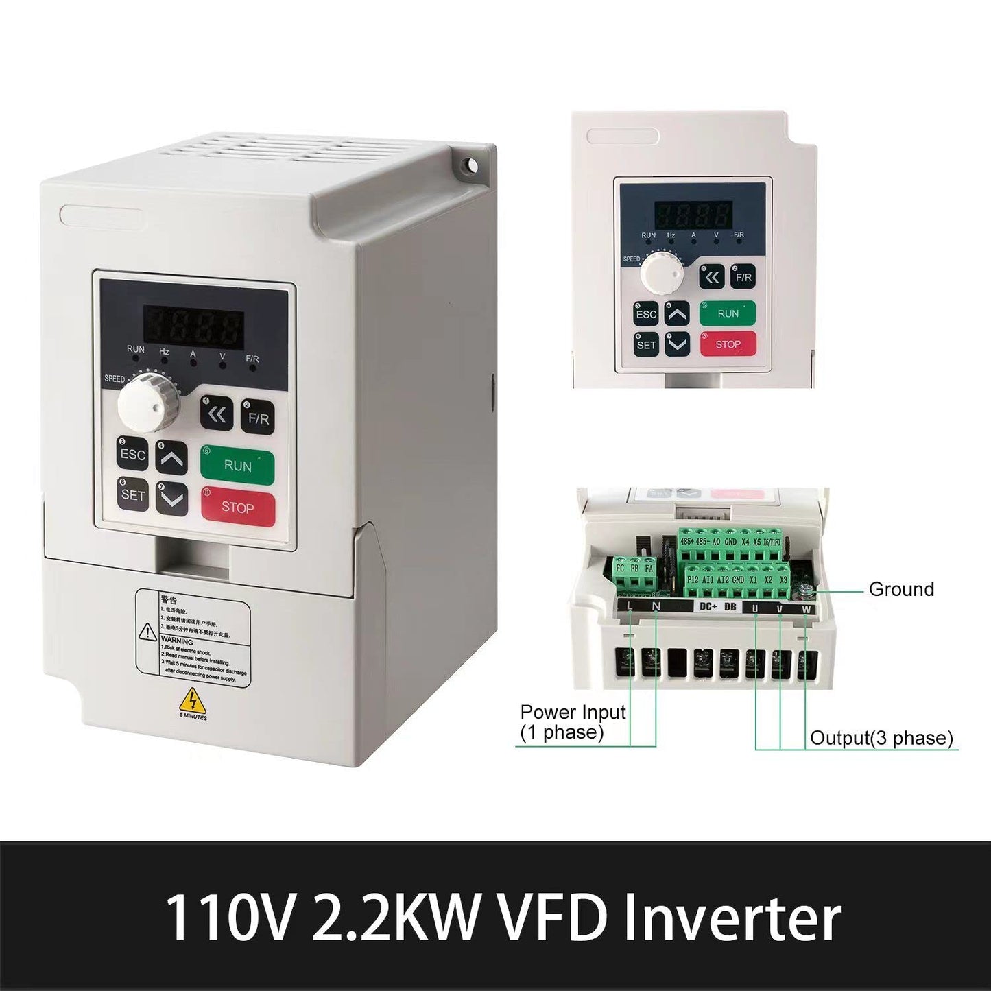 CNC Spindle Motor Kits, 110V 2.2KW Φ80mm Air Cooled Spindle CNC Spindle CNC Motor + 2.2KW VFD+Φ80mm Clamp Mount + Collet kit ER20+ Drill bits+ Wires for CNC Router Machine