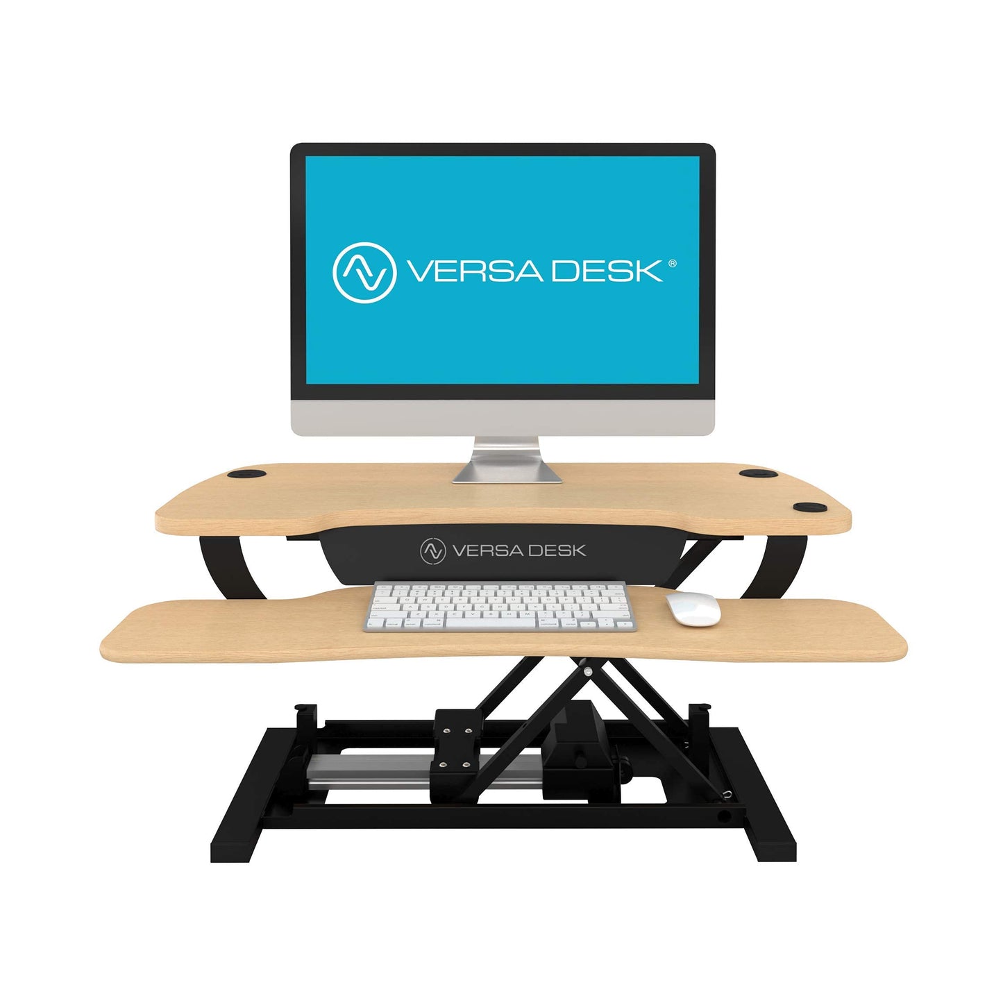 VERSADESK PowerPro 36” x 24” Standing Desk Converter | 36 Inch Electric Height Adjustable Sit to Stand Desk Riser w/Keyboard Tray & USB Hub - Ergonomic Workstation for Home & Office, Maple