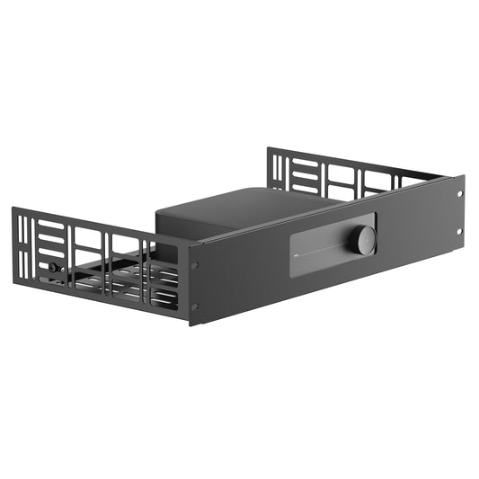 ynVISION.DESIGN 2U Rack Mount Shelf for WiiM Amp & WiiM Amp Pro (4 Pack) | 11" Deep | Fits 19" Standard AV, Audio & Server Racks | Holds 1 Amp | Vented with Cable Management & Back Bar