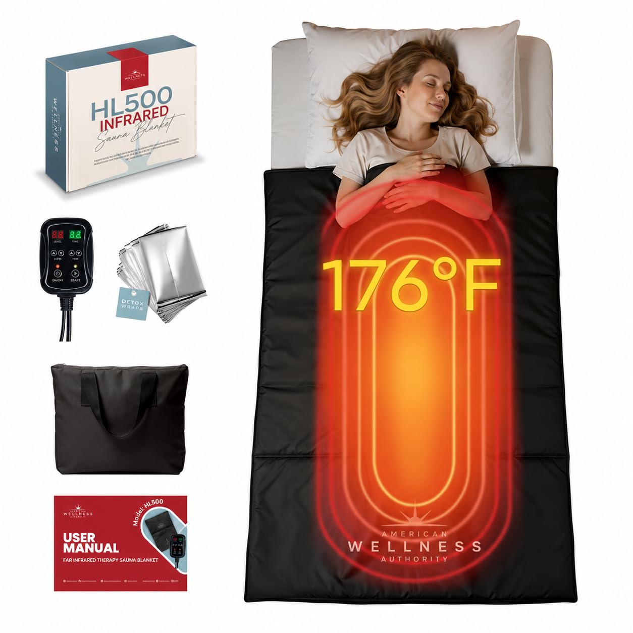 Sauna - Portable Sauna for Home - Infrared Blanket for Detox, Weight Loss & Relaxation, Dry Heat Therapy Bag, Personal Wellness at-Home Wraps with Adjustable Temp 95-176°F. 110V 450 Watts, 71" x 36"