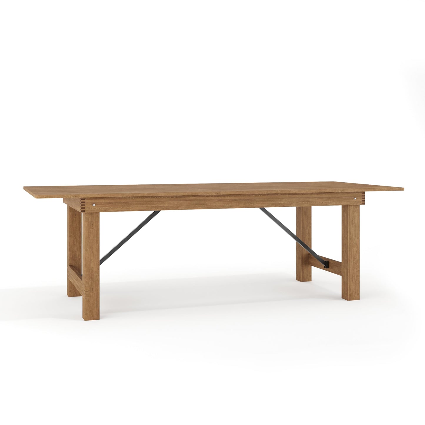 Flash Furniture Hercules Series 8' x 40" Rustic Solid Pine Folding Dining Table, Rectangular Antique Farmhouse Dining and Event Extension Table