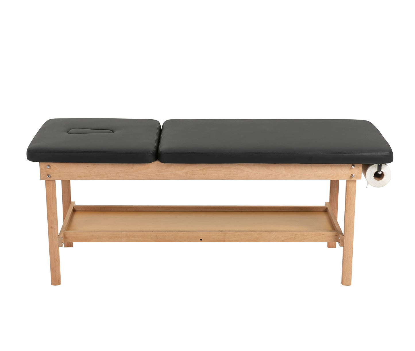 Carenovo 27.5" Width Comfortable Medical Exam Table & Bed with Wooden Storage Base and Paper Holder for Treatment Clincal (Black)