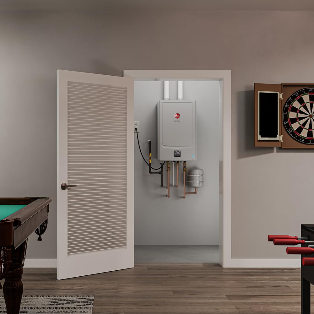 Rheem IKONIC RECTGH-SR84iN Professional Grade Super High Efficiency Condensing Tankless Natural Gas Water Heater with Recirculation, 8.4 GPM