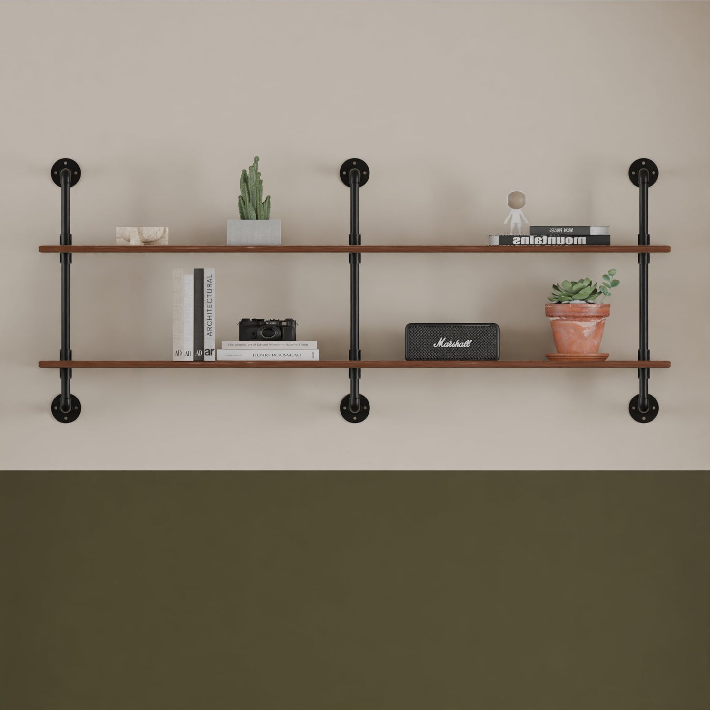 HDDFER Floating Shelves Wall Bookshelf Industrial Pipe Shelving Shelves Real Wood Planks 70 inch Rustic Wall Shelves Hanging Bookshelves Farmhouse Kitchen Bar Shelving