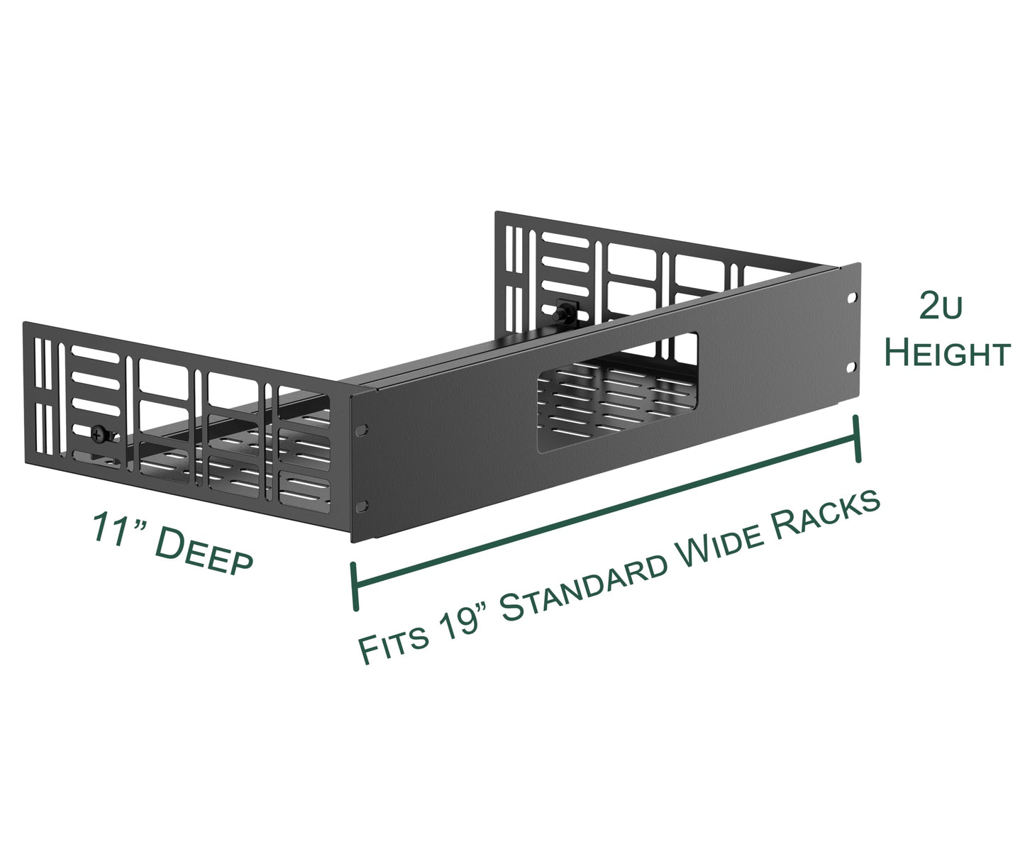 ynVISION.DESIGN 2U Rack Mount Shelf for WiiM Amp & WiiM Amp Pro (4 Pack) | 11" Deep | Fits 19" Standard AV, Audio & Server Racks | Holds 1 Amp | Vented with Cable Management & Back Bar