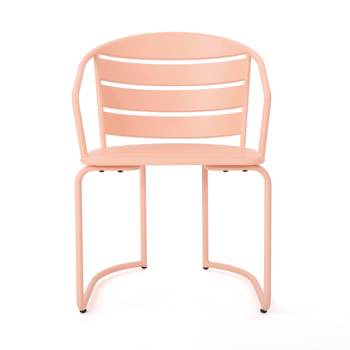 Christopher Knight Home Adley Outdoor Bistro Set, 3-Piece Bistro Table and Chair Set of 2, Patio Furniture Set with Iron Frame, Bistro Dining for Poolside Garden Cafeteria, Matte Coral