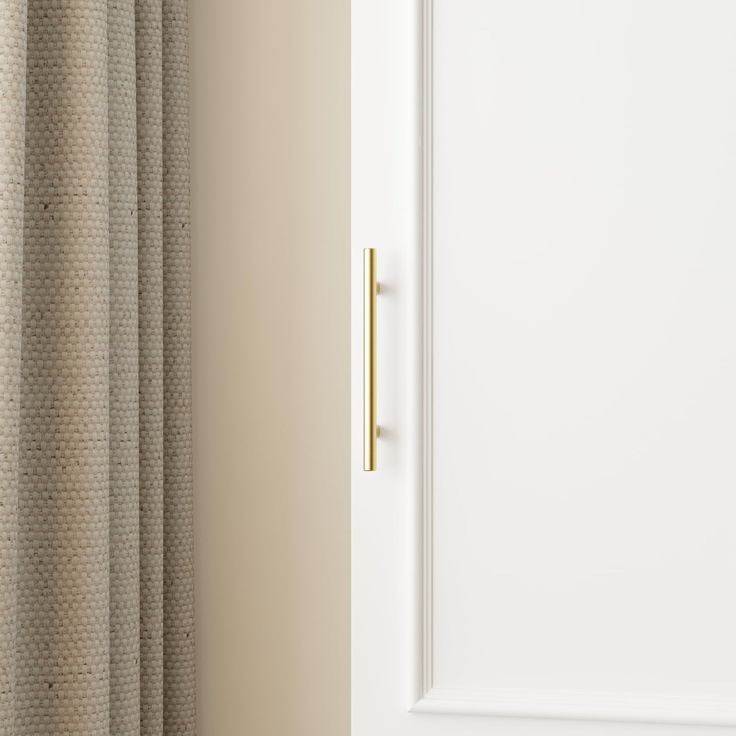 FUFU&GAGA Narrow Wardrobe Closet with 2 Doors, Modern White Bedroom Armoire with Gold Handles, Modern Clothes Storage Cabinet with Shelves, Hanging Rod, 15.7”W x 19.3”D x 74.8”H
