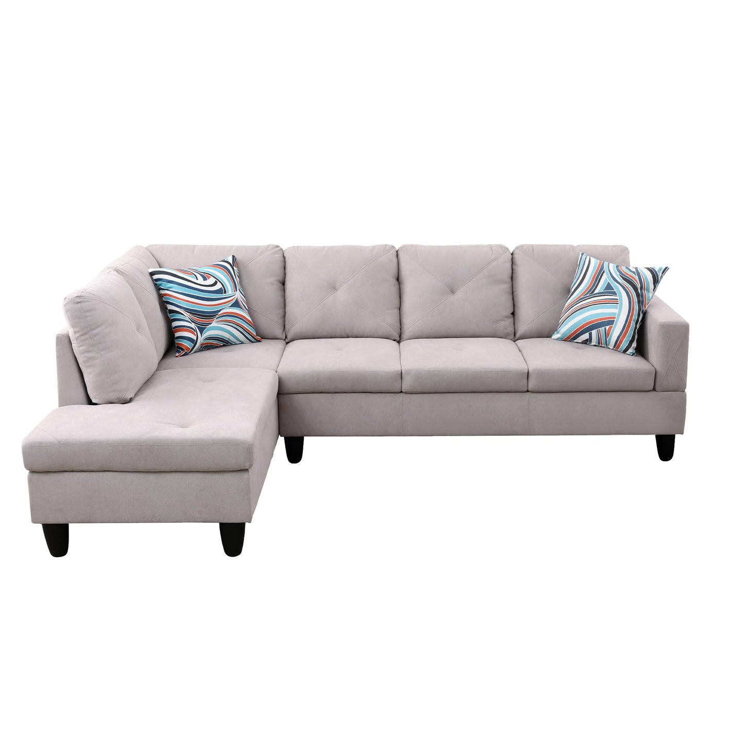 NicBex 97" L Shaped Couch Sectional Couches for Living Room, 2-Piece Flannel Modular Sofa with Movable Chaise & Deep Seat for Apartment, Bedroom, Office, Off-White