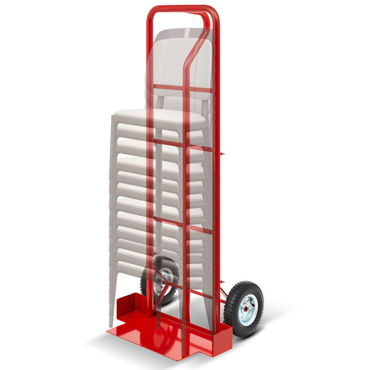 Datanly 52'' x 22'' x 18'' Heavy Duty Stack Chair Dolly Banquet Chair Dolly Cart Holds 7 Chairs Oversized Rubber Wheels for Easy to Load and Unload for Party Event Rental Furniture(Red)