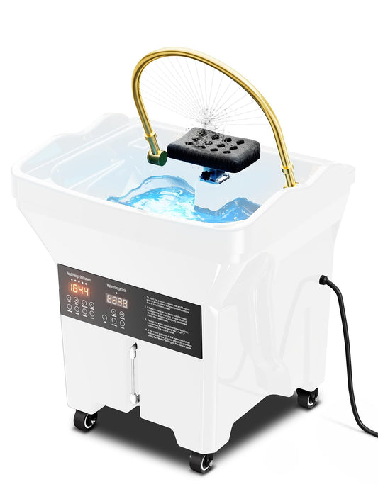 Portable Shampoo Spa Equipment: Large Tank Water Recirculation System, Hydro/Light Therapy, No Plumbing - Home & Salon Use