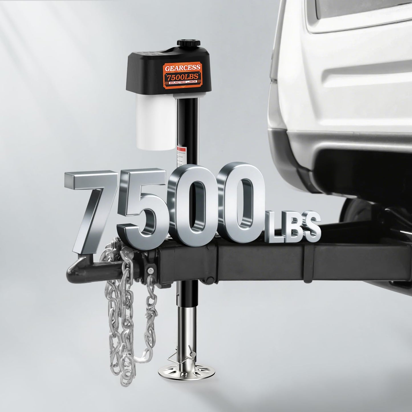 Electric Trailer Jack 7500LBS, 12V Heavy Duty RV Tongue Jack, IP65 Waterproof A-Frame Jack, 10.24–33.46" Lift, LED Light & Bubble Level & Cover