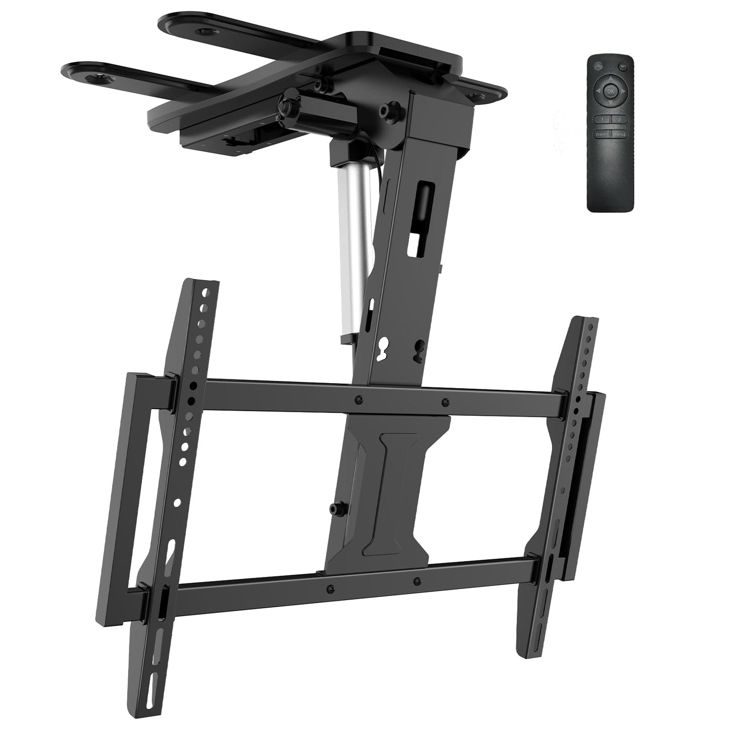 WALI Motorized Ceiling TV Mount Flip Down for 37-75” Flat Curved TVs, Electric Ceiling Mount TV Bracket with Remote, Fits Flat & Pitched Ceiling, Up to 99 Lbs, Mounting Holes 600x400mm(FCM604A), Black
