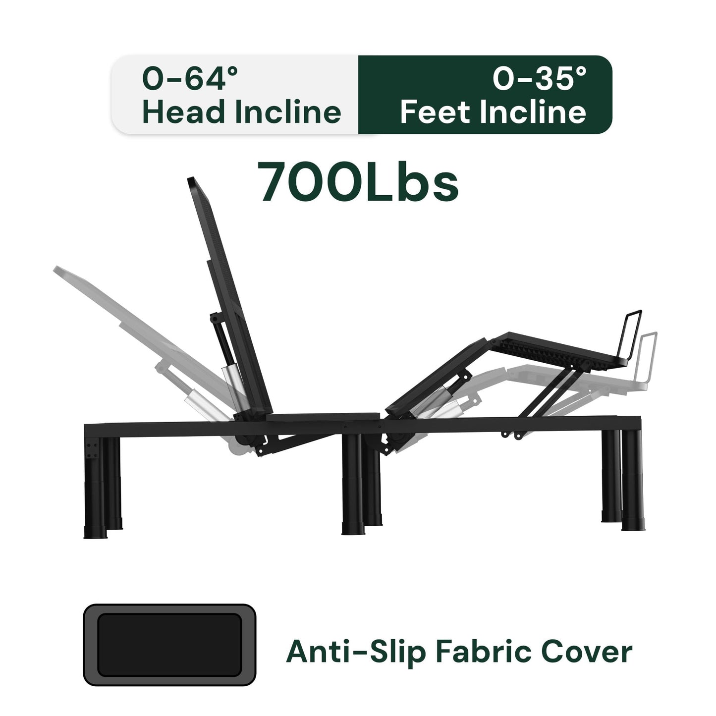 SunsGrove Twin XL Adjustable Bed Frame with Wireless Remote, Zero Gravity, Head & Foot Incline, Anti-Snore, Memory Presets, Quiet Motor, Electric Bed with Adjustable Leg Heights