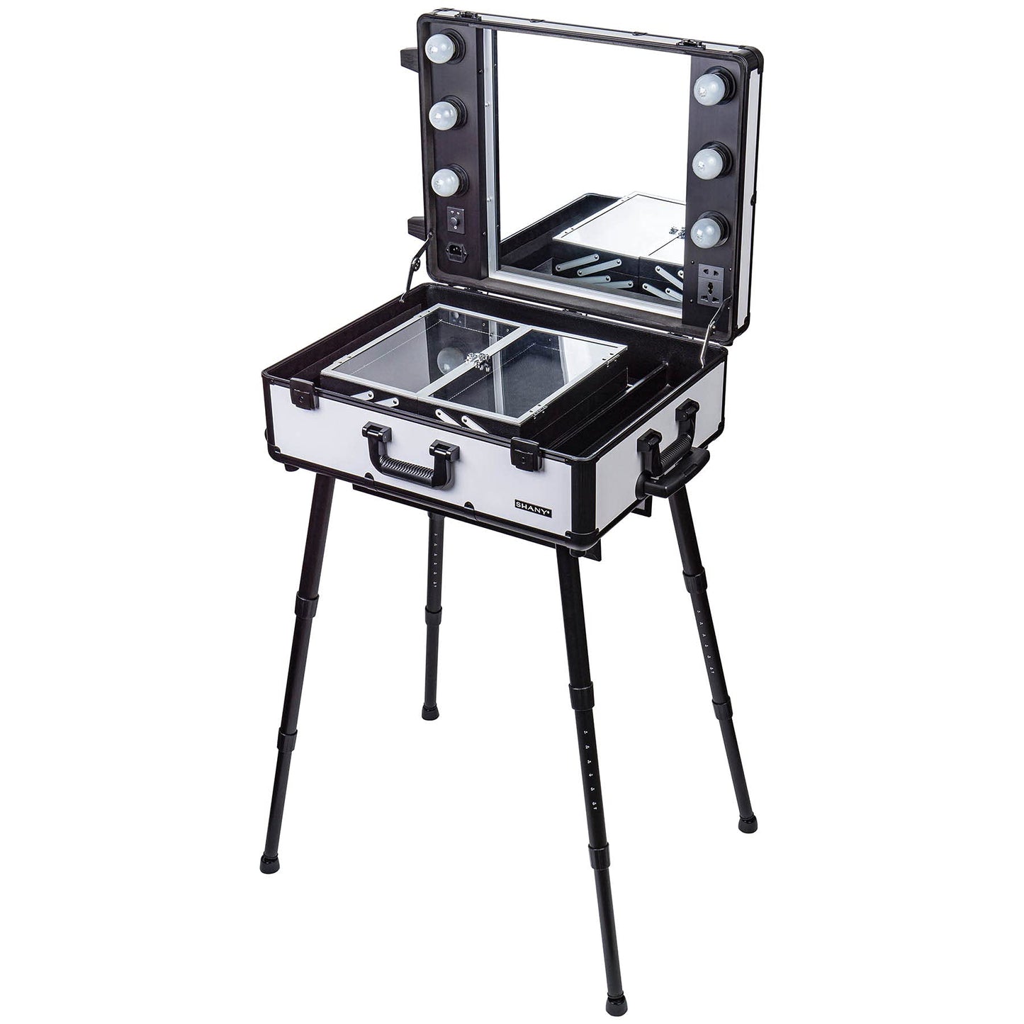 SHANY Studio ToGo Wheeled Trolley Makeup Case & Organizer with Light - Off White
