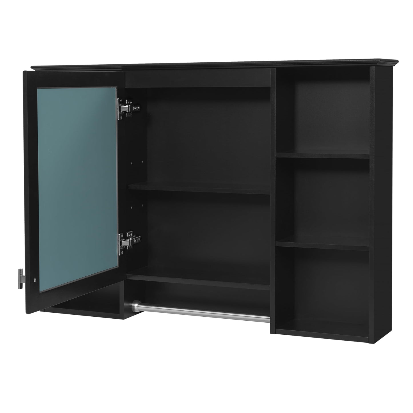Merax 3-in-1 Bathroom Mirror Cabinet, 42 inch Wall Mounted Medicine Cabinet with Adjustable Shelf & Soft Close Door, High-Define Mirror with Storage for Bathroom Vanity,Black