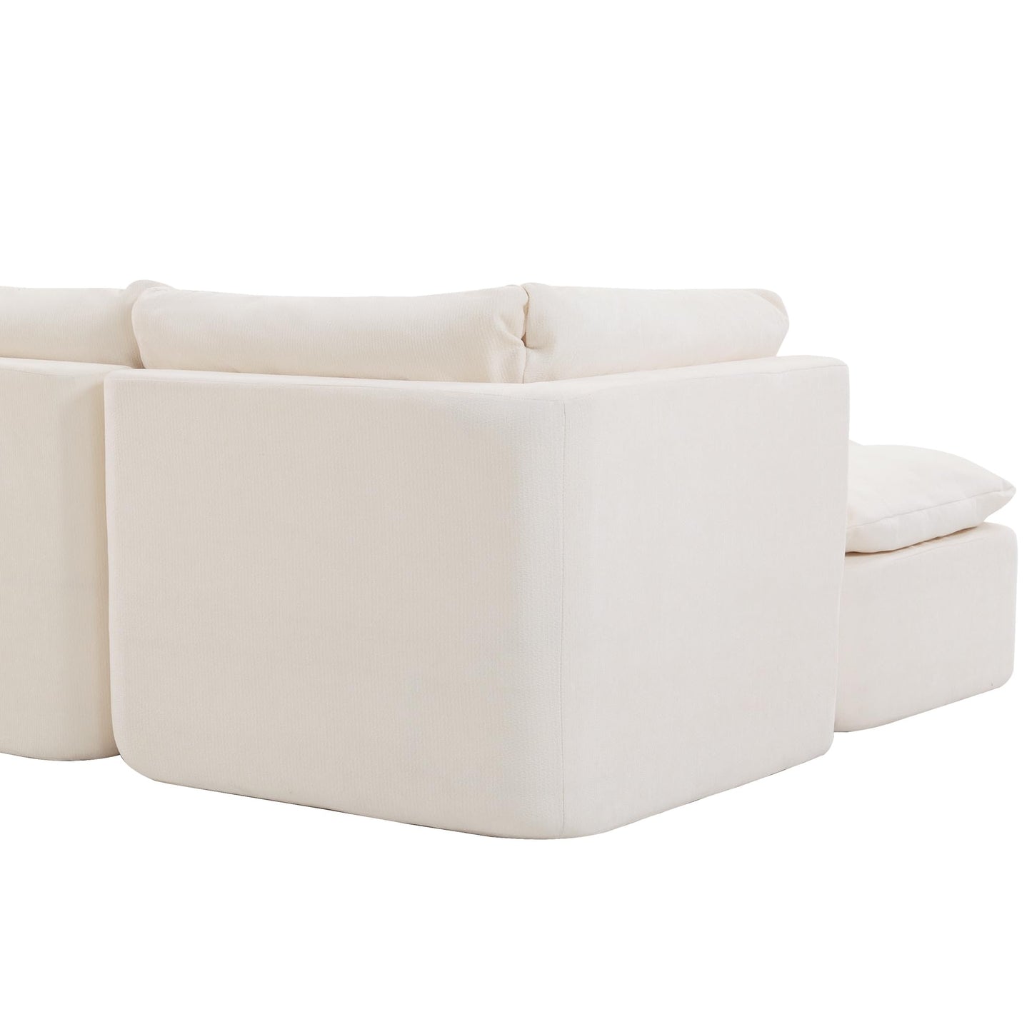 Tufted Cushions Cloud Sectional Boneless Sectional Sofa with Movable Ottoman, 112" Oversized Modular Convertible L Shaped Corner Couch with Deep Seat,Memory Foam Compressed Sofa