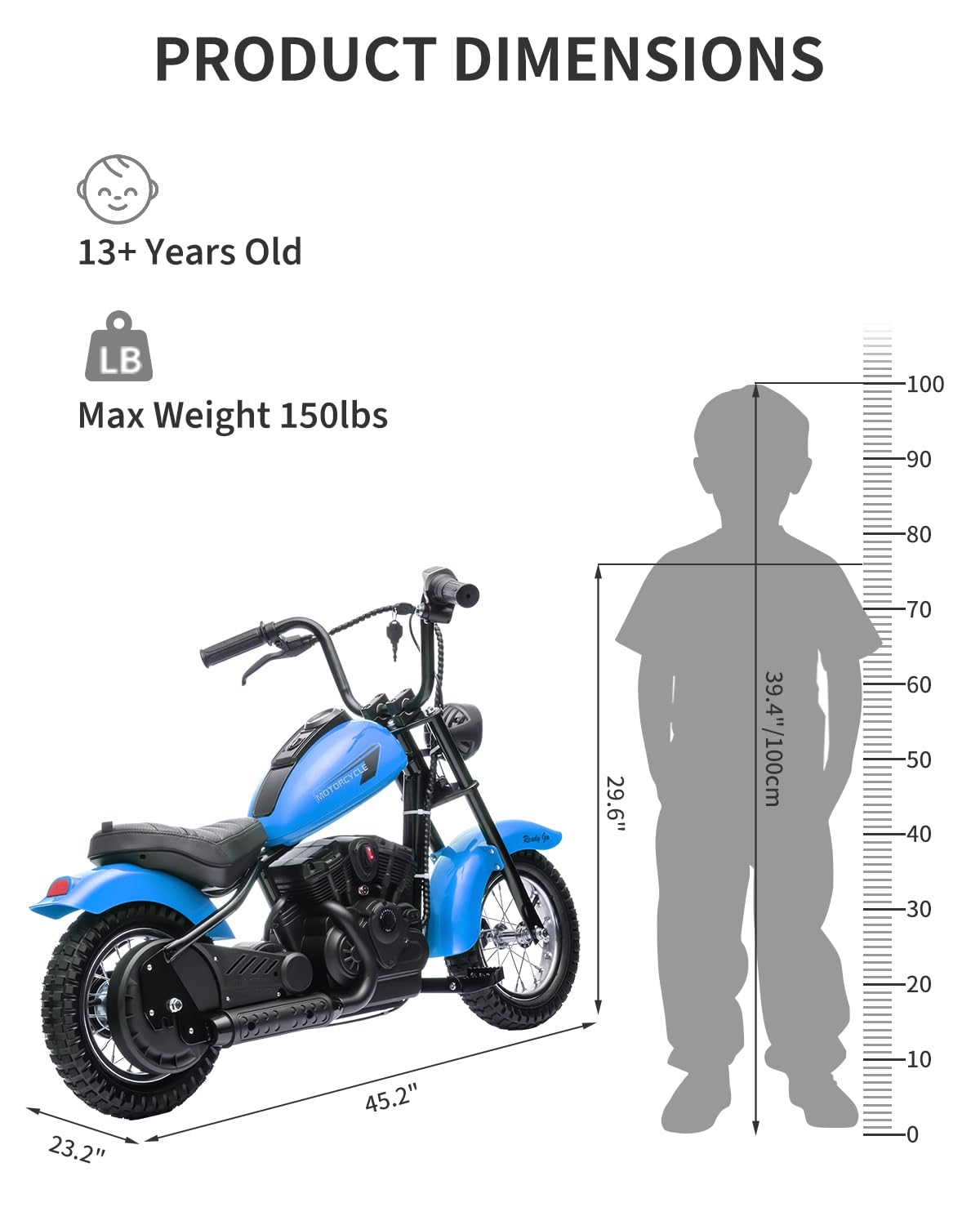 Electric Dirt Bike for Kids 24V, 150lb Max Weight & 15mph, Chain Driven Motor w/12'' Air Filled Tires, Handbrake & Shock Absorbers, LED Lights, Power Display Ride On Toy for Boys & Girls