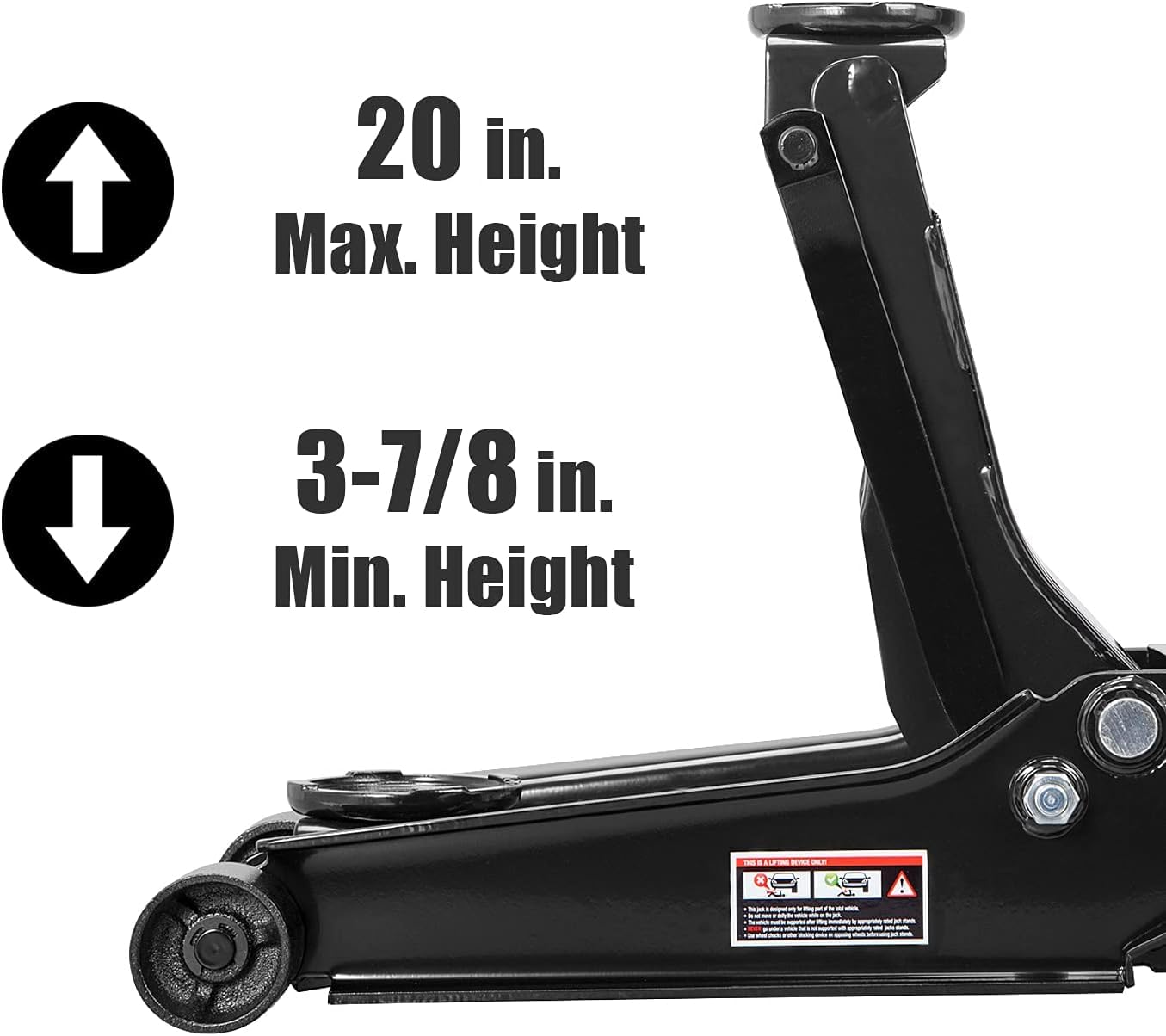 Torin AT84007NB Hydraulic Low Profile Service/Floor Jack with Dual Piston Quick Lift Pump, 4 Ton (8,000 lb) Capacity, Black