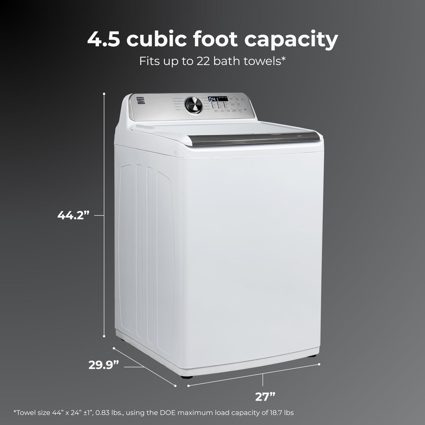 Kenmore 4.5 cu. ft. Top Load Washer with Triple Action Impeller for Tough Dirt & Stains - Reduce Laundry Time with Accela Wash & Express Wash - LED - White