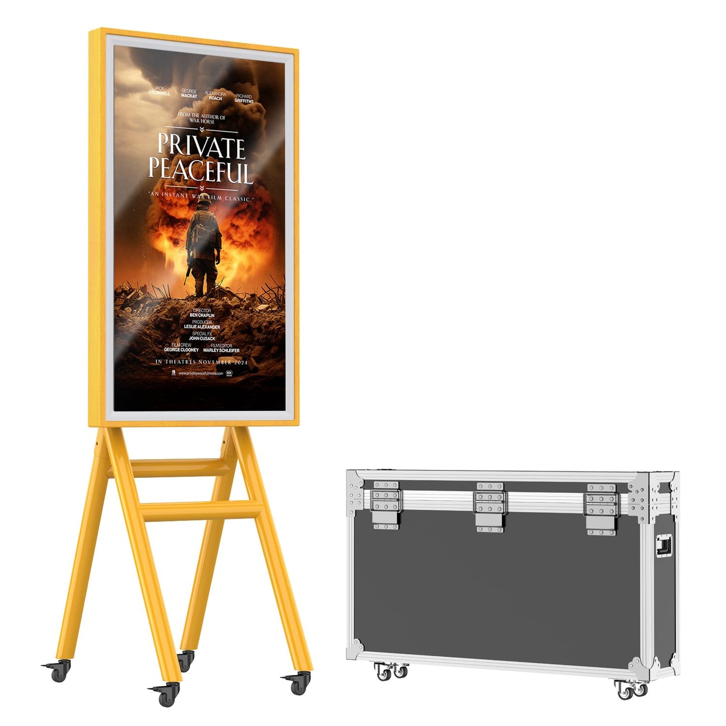 MWE Mobile Digital Signage Display 43in,Portable UHD Touchscreen Advertising Display Kiosk Poster App Publishing,Photo Booth Standby Series Screen Mirroring (Touch Screen, Wooden, 43in)