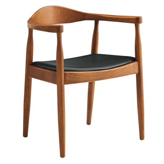 Modway Presidential Mid-Century Modern Faux Leather Upholstered Dining Armchair in Black