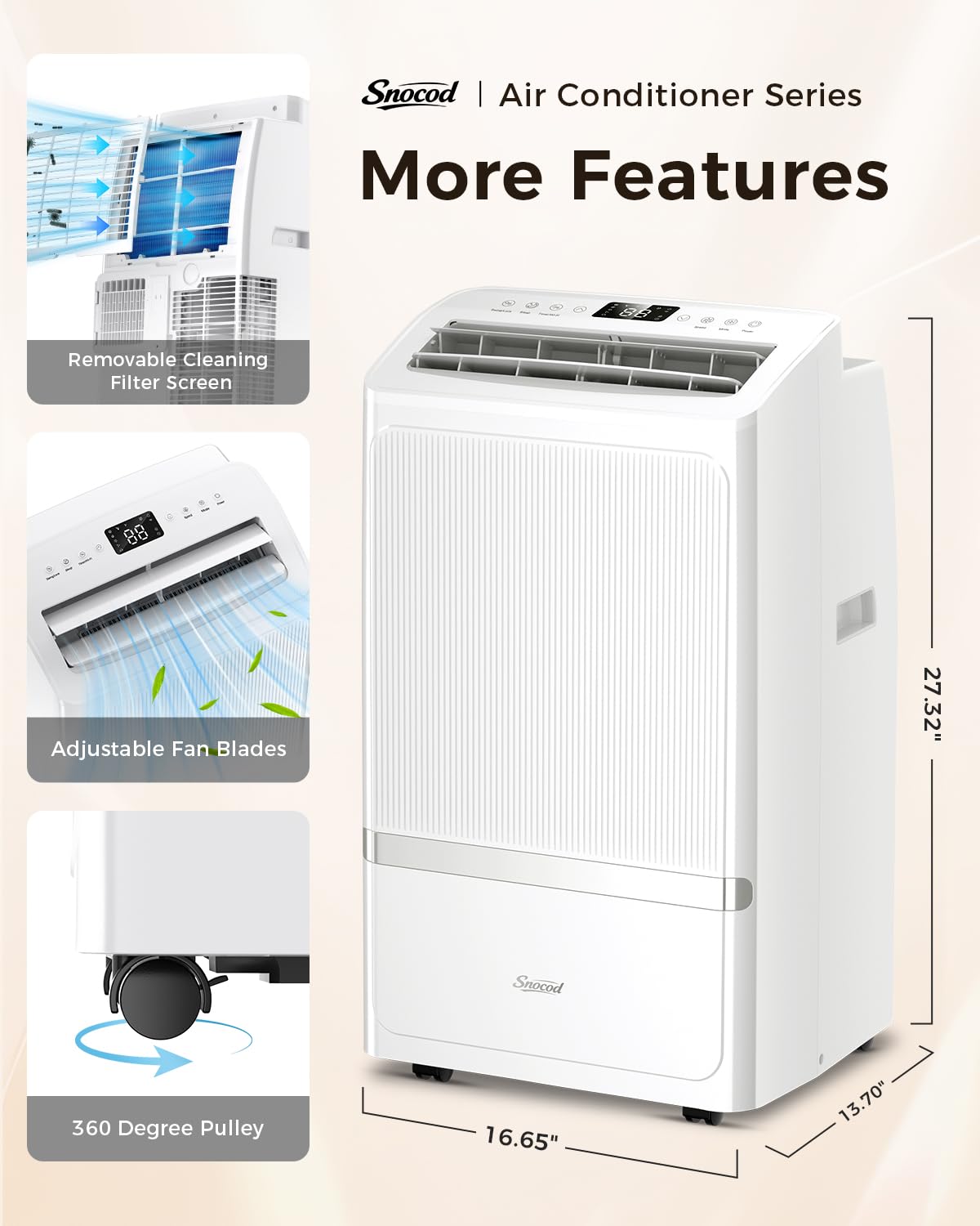 Portable Air Conditioners, 16000 BTU AC Cools up to 800 Sq Ft, Quiet 40 dB Free Stand Portable AC with Drainage-Free Cooling/Fan/Dehumidifier, Sleep Mode, APP&Remote Control, Installation Kit