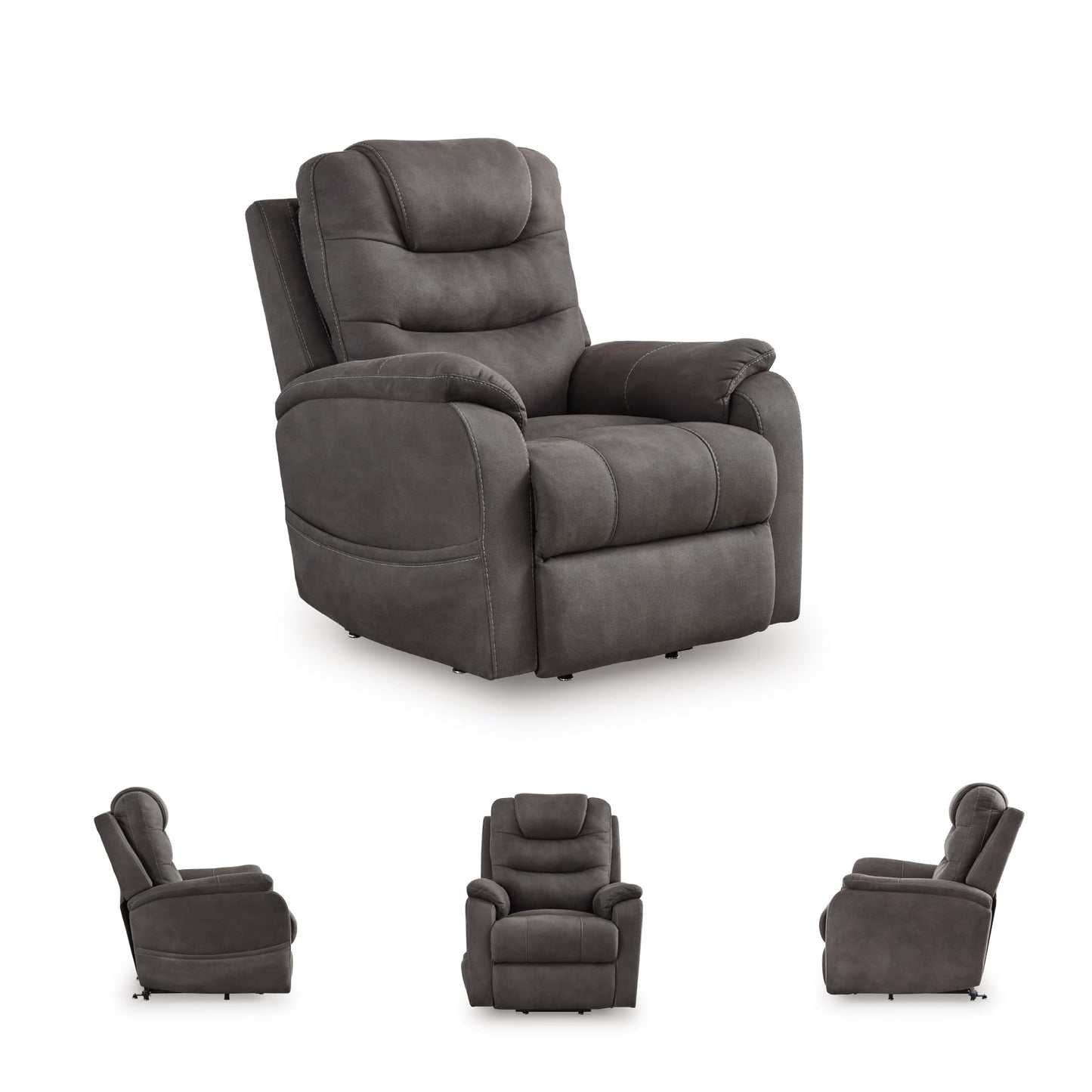 Signature Design By Ashley Snowfield Recliner Chair, Power Lift with Heat and Massage, Faux Leather Upholstery, Easy View Adjustable Headrest, USB Charging, Living Room Comfort