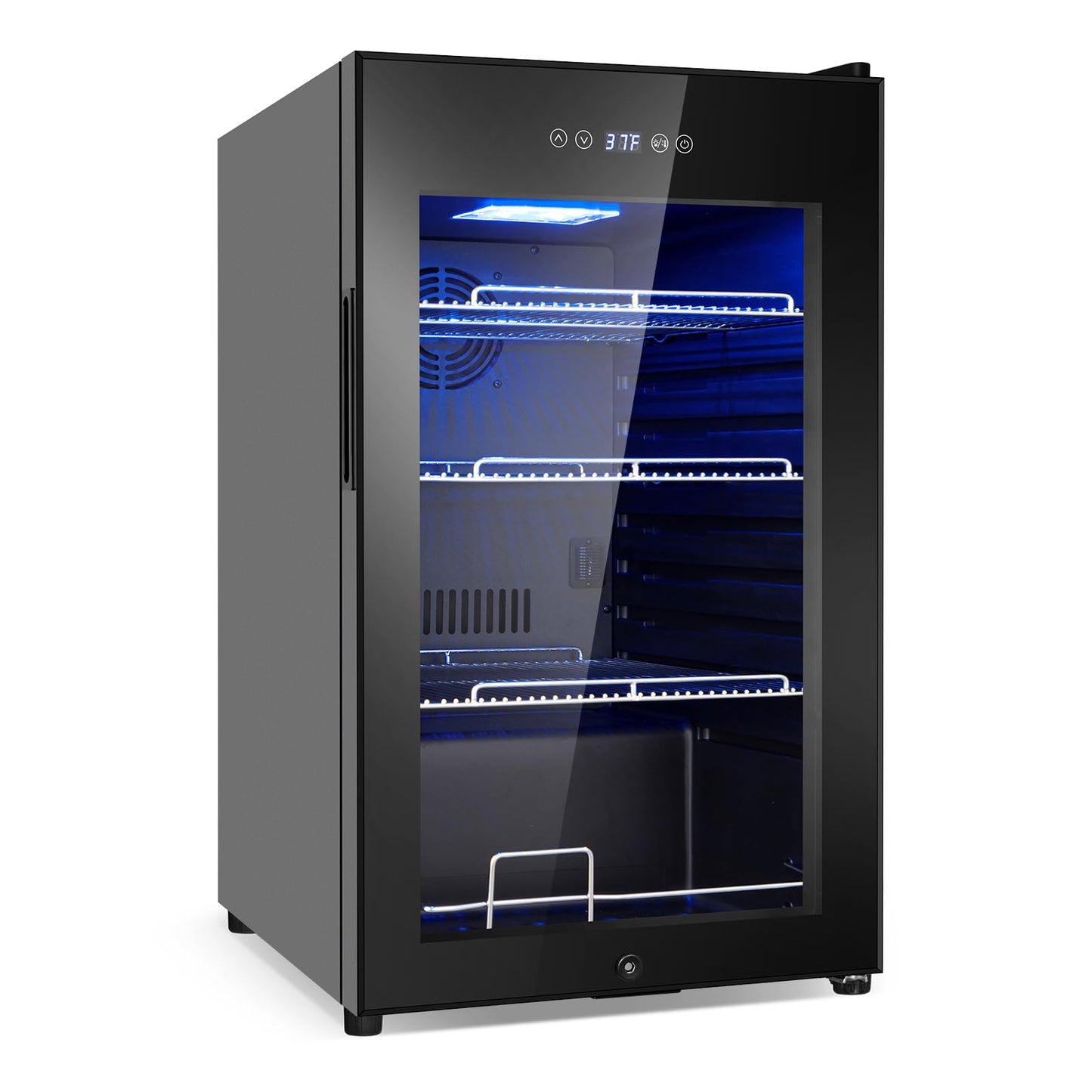 FoMup Beverage Refrigerator 17 inch Wide - 126 Can Beverage Cooler with Glass Door | Counter-Top/Freestanding Mini Beverage Beer Fridge | Temperature Memory | Invisible Door | Perfect for Soda, Beer
