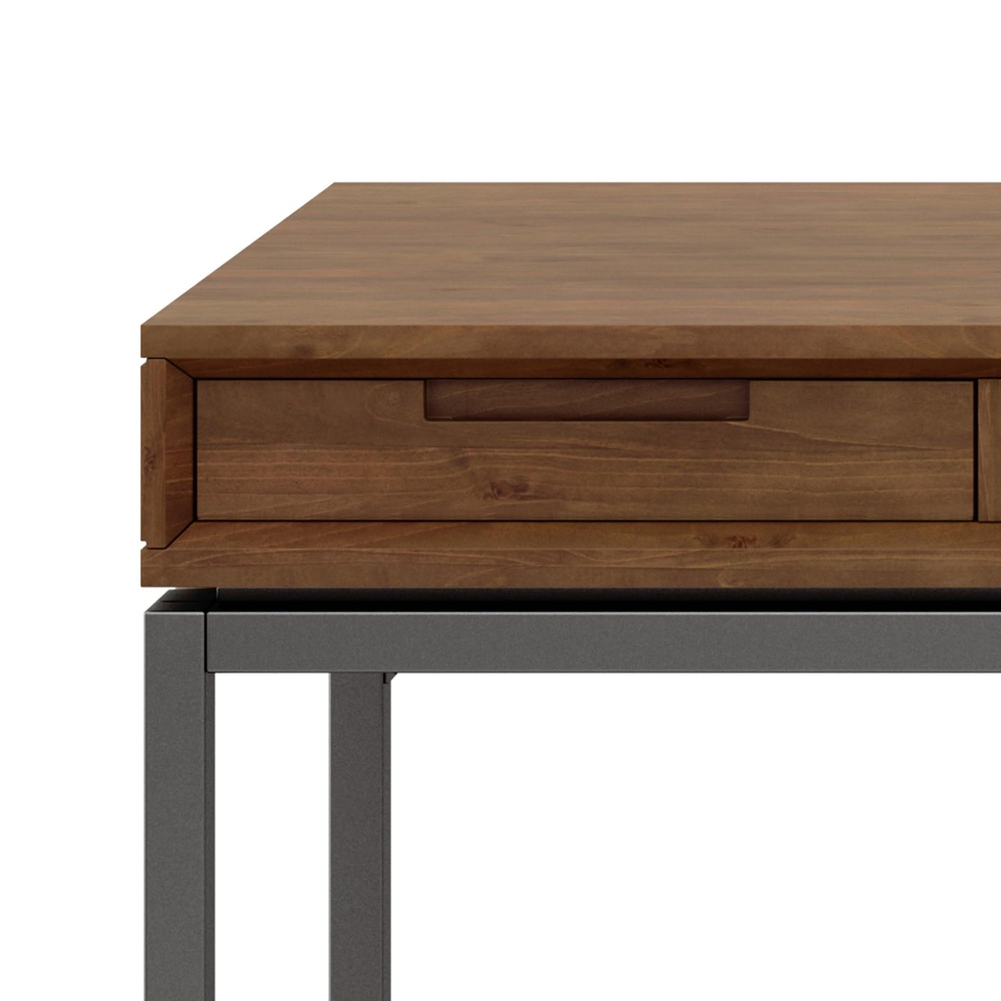 SIMPLIHOME Banting Desk - 60 Inch Wide Solid Wood and Metal Writing Desk in Medium Saddle Brown, Modern Industrial Home Office Computer Table for Study with 2 Drawers and Flip-Down Keyboard Tray