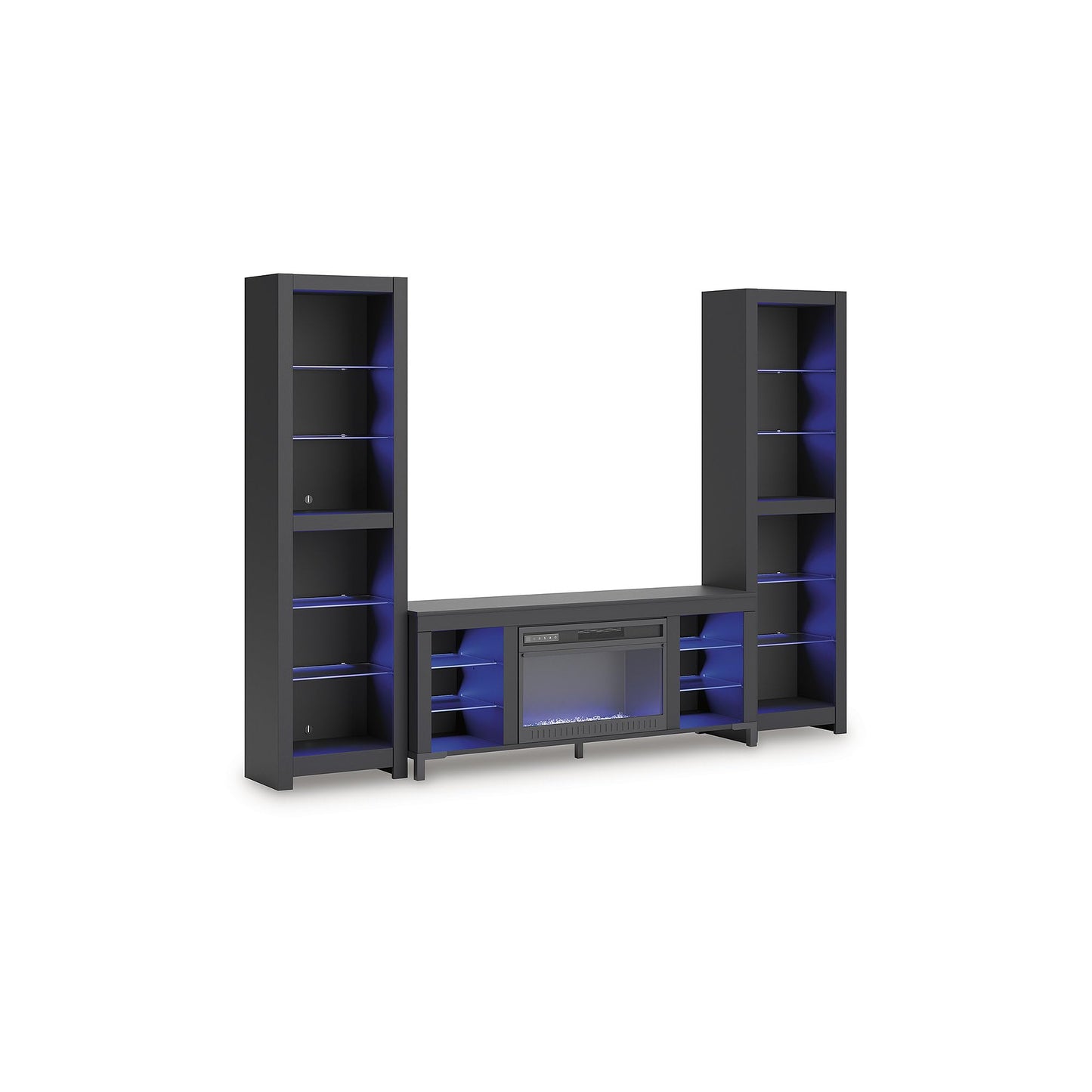 Signature Design by Ashley Cayberry Modern 3-Piece Entertainment Center with Electric Fireplace for TVs up to 68", Black