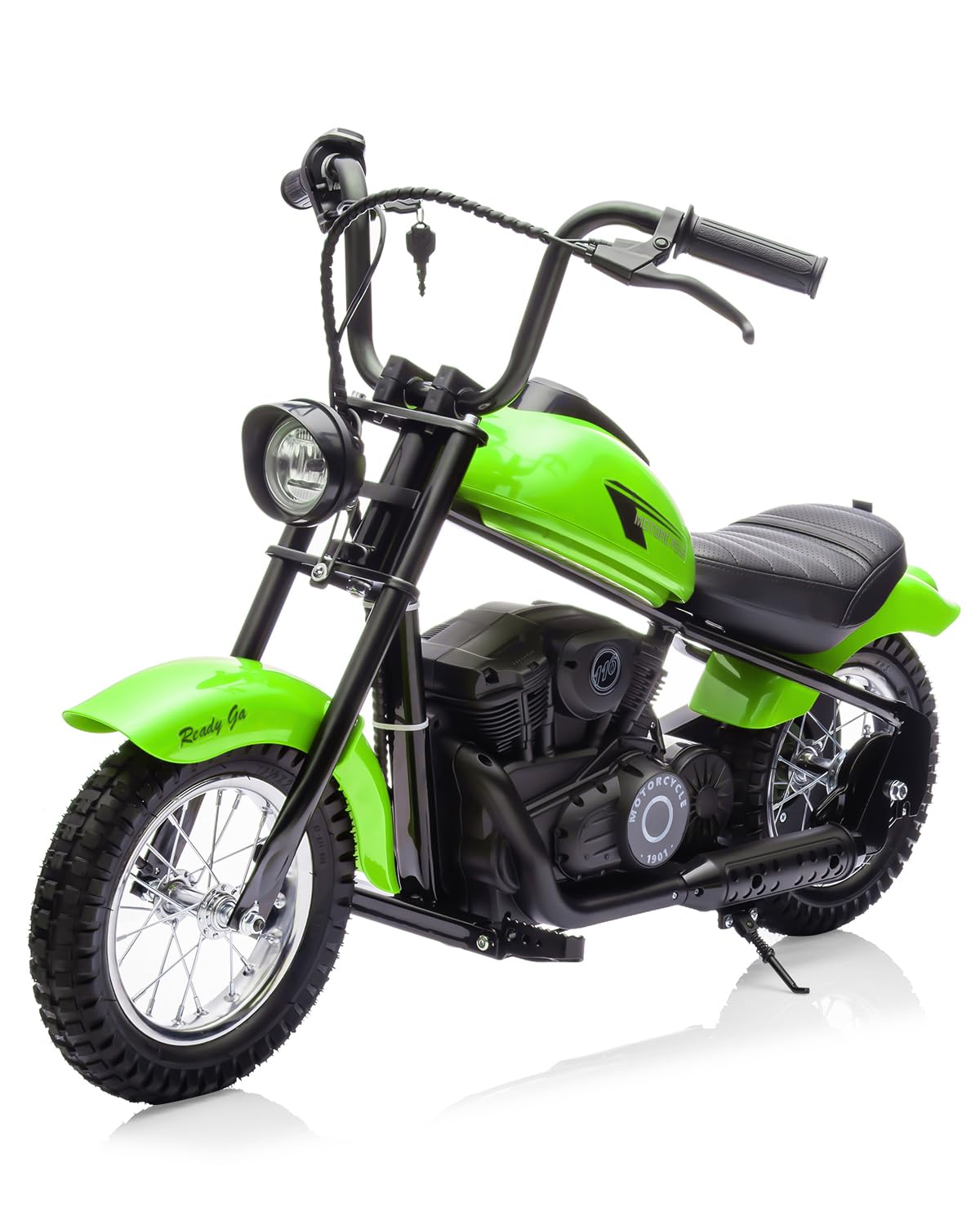 Electric Dirt Bike for Kids 24V, 150lb Max Weight & 15mph, Chain Driven Motor w/12'' Air Filled Tires, Handbrake & Shock Absorbers, LED Lights, Power Display Ride On Toy for Boys & Girls