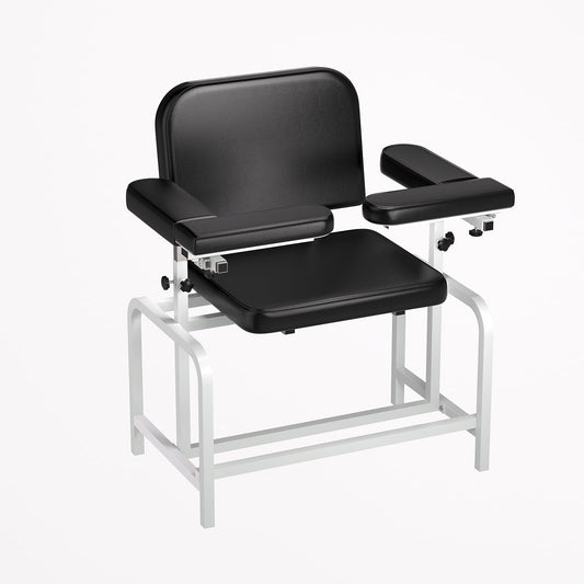 Metateel Blood Drawing Phlebotomy Chair with Adjustable Armrest - Extra Large Comfortable Padded Medical Chairs for Hospital Clinic Lab Medical Facilities (Black)