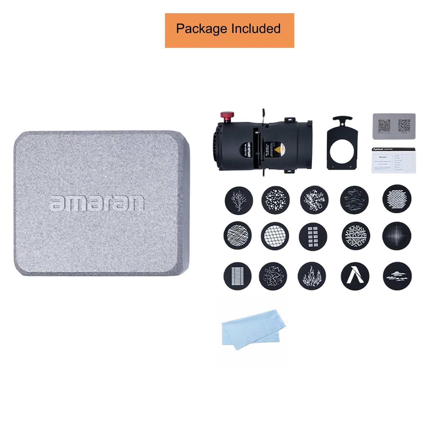 Aputure Amaran Spotlight SE 36° Lens Kit, Projection Lens Modifier for Amaran Halo 300X 200X Amaran 300C 150C and Other Power not Exceeding 300W Bowens Mount Lights