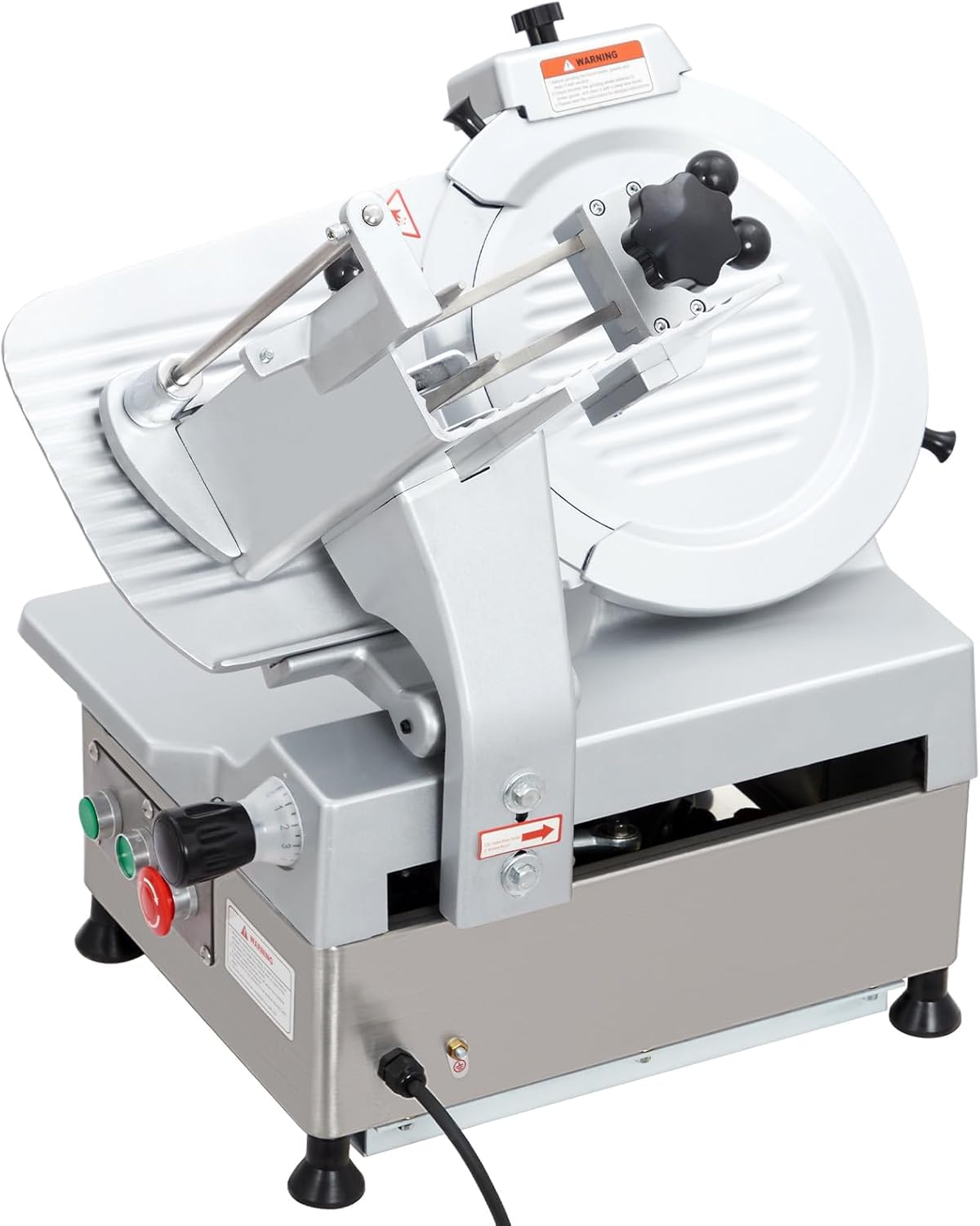 370W+550W Commercial Electric Meat Slicer, 13-inch Stainless Steel Semi-Auto Food Cutter, 0-16 mm Adjustable Thickness with Precision Control, Safe & Efficient for Deli, Restaurant & Kitchen Use