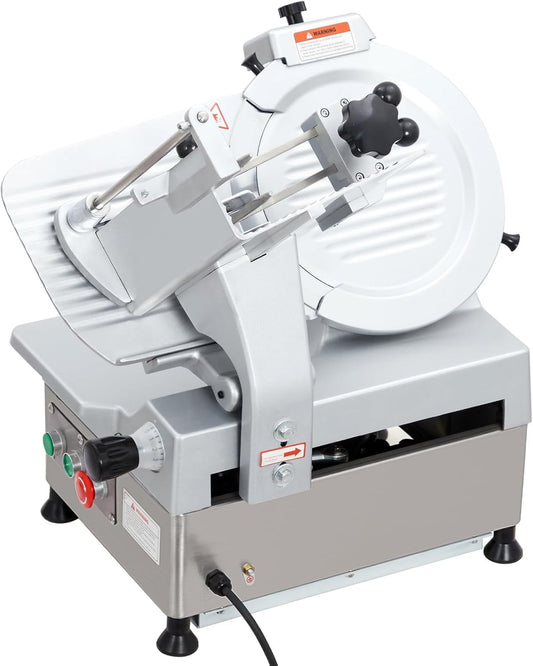 370W+550W Commercial Electric Meat Slicer, 13-inch Stainless Steel Semi-Auto Food Cutter, 0-16 mm Adjustable Thickness with Precision Control, Safe & Efficient for Deli, Restaurant & Kitchen Use