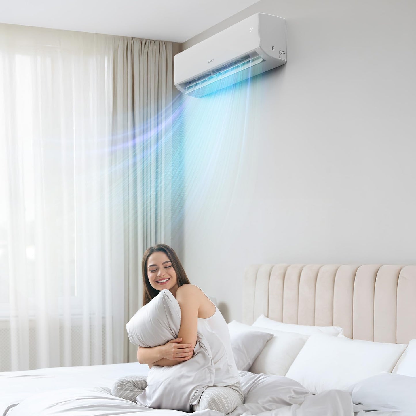 ROVSUN 9000 BTU Mini Split AC/Heating System with Inverter, 19 SEER2 Energy Saving 115V Ductless Split-System Air Conditioner with Pre-Charged Condenser, Heat Pump, Remote Control & Installation Kit