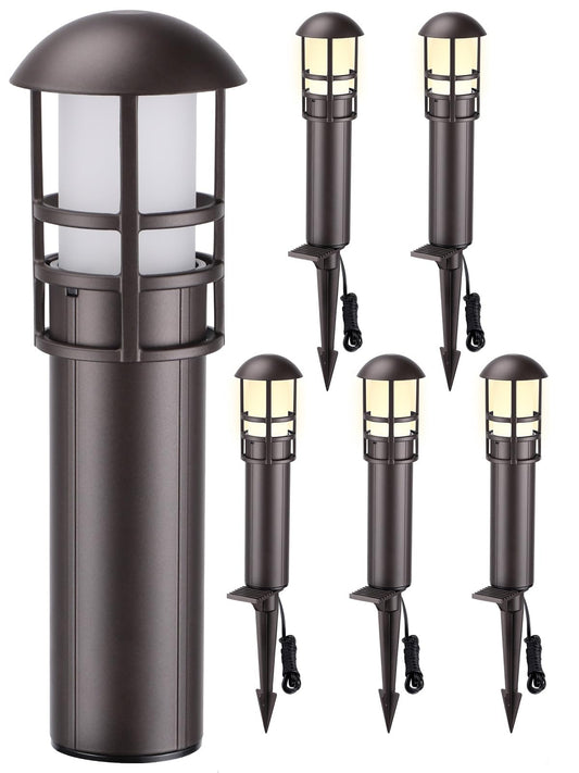 LEONLITE Low Voltage Landscape Pathway Lights, 3W 12V, IP65, 3000K Warm White, Pack of 6, Oil Rubbed Bronze, Model A-