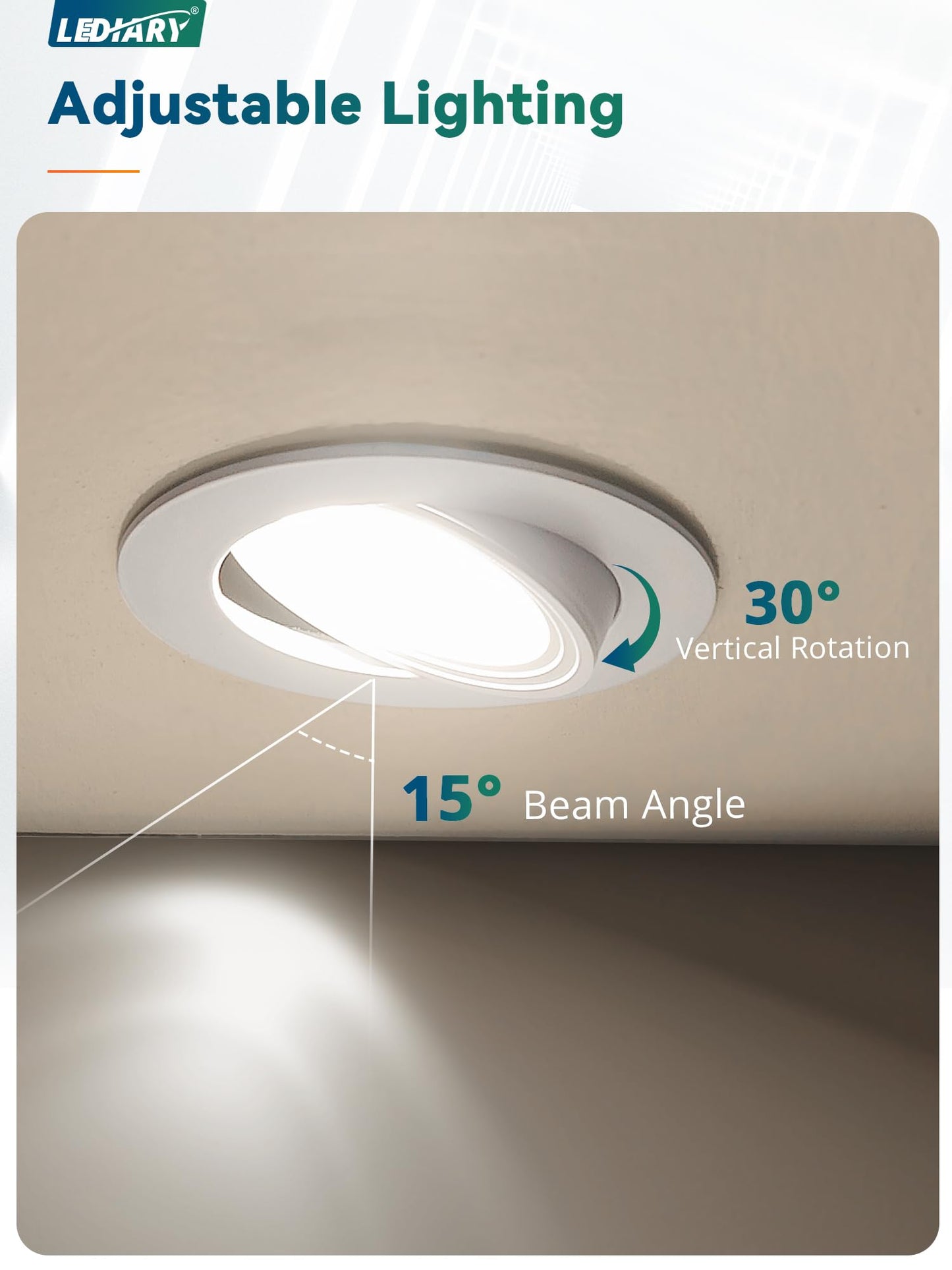 LEDIARY 12 Pack Gimbal LED Recessed Lighting, 4 Inch, 5CCT Adjustable 2700K-6000K, 750LM, Canless Down Light,