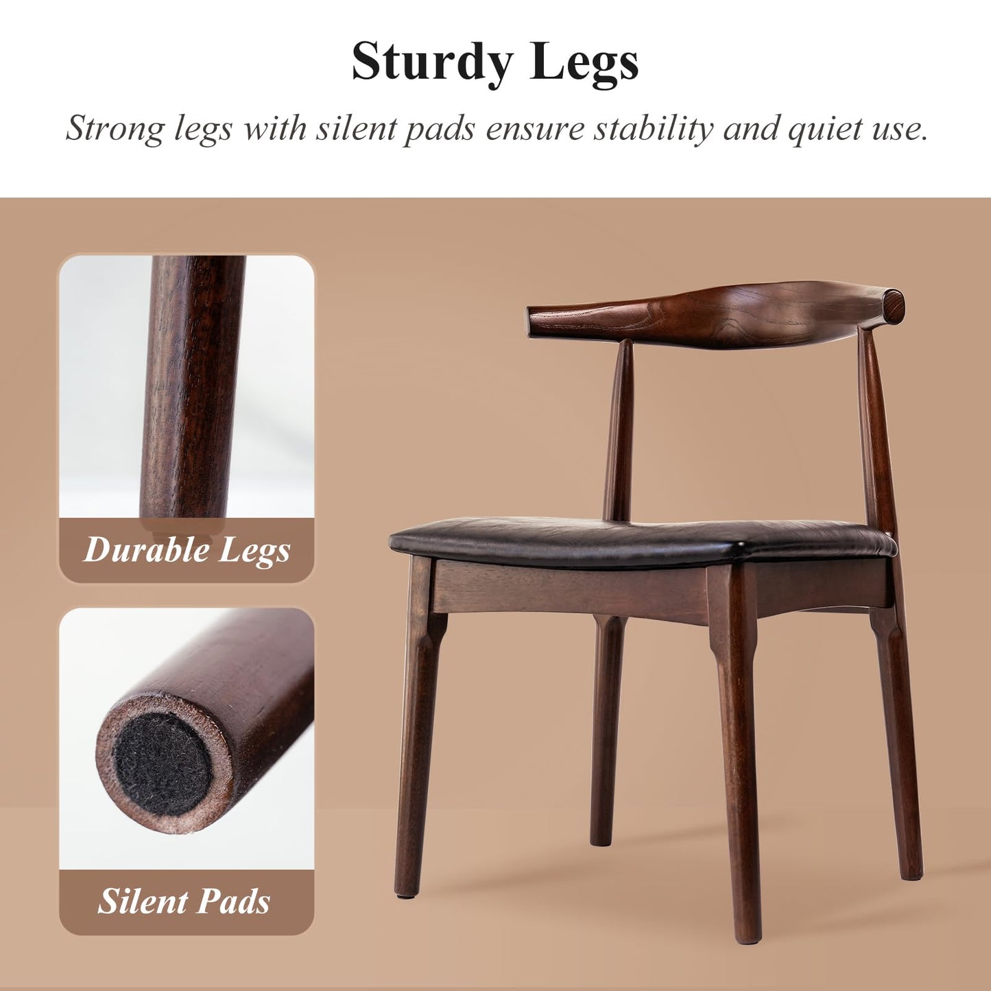 Cttasty Office Chair, Wood Desk Chair with Upholstered PU Leather, Computer Chair, Modern Dining Chair, Mid Century Dining Chair, Wood Accent Chair,Walnut Chair