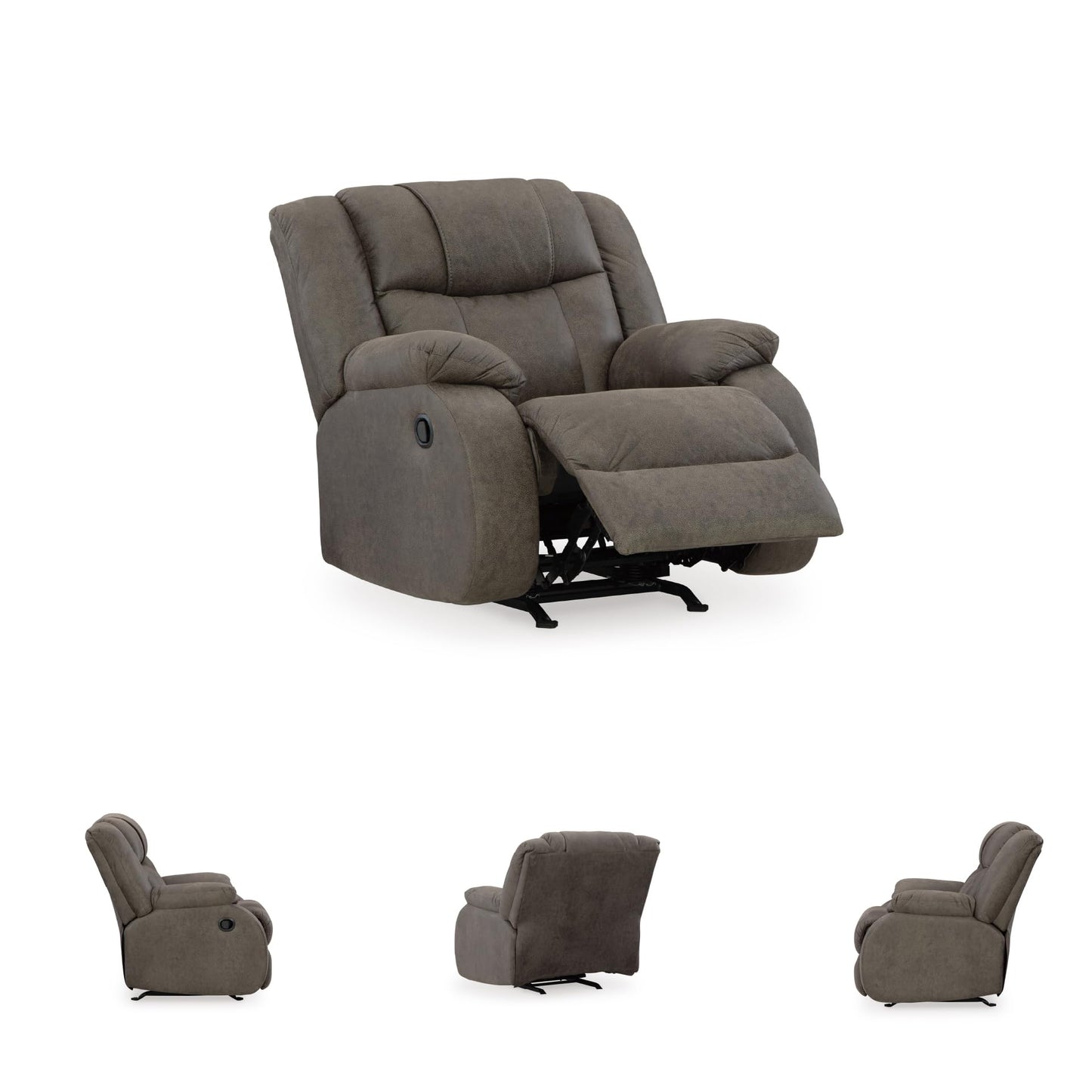 Signature Design by Ashley First Base Modern Faux Leather Rocker Recliner, Gray