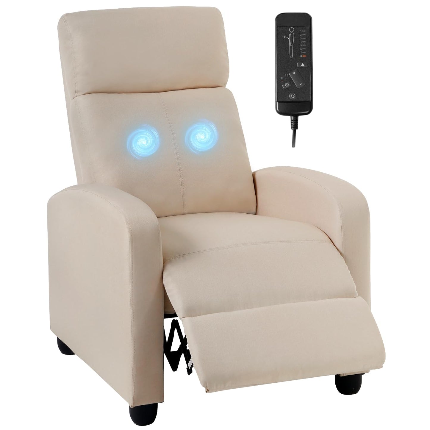 FDW Recliner Chair Massage Chair Reading Chair Reclining Sofa Home Theater Seating with Lumbar Support Massage and Padded Backrest for Living Room and Bedroom (Textile, Beige)